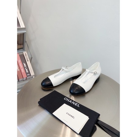 샤넬 T 스트랩 메리제인 투톤 플랫 슈즈