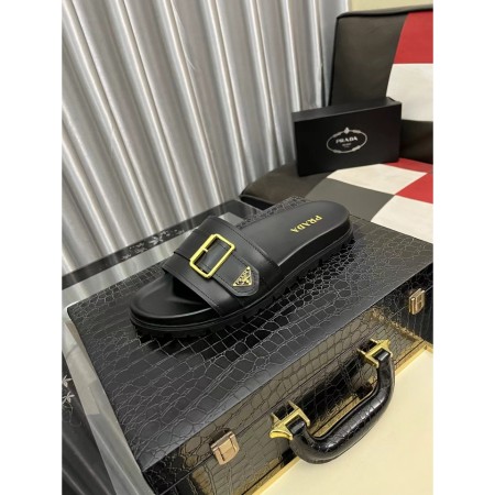 프라다 가죽 슬라이드 샌들