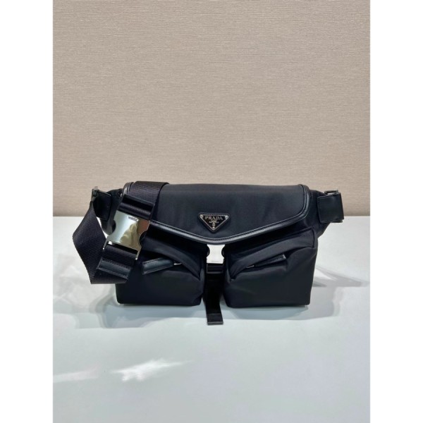 프라다 삼각로고 투 포켓 숄더백