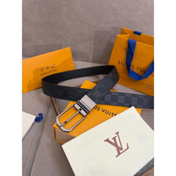 루이비통 다미에 가죽 벨트 3.5cm