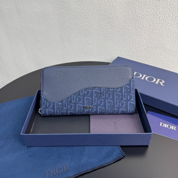 디올 새들 지퍼 장지갑