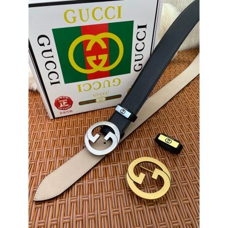 구찌 인터로킹 G 버클 가죽 벨트 3.8cm